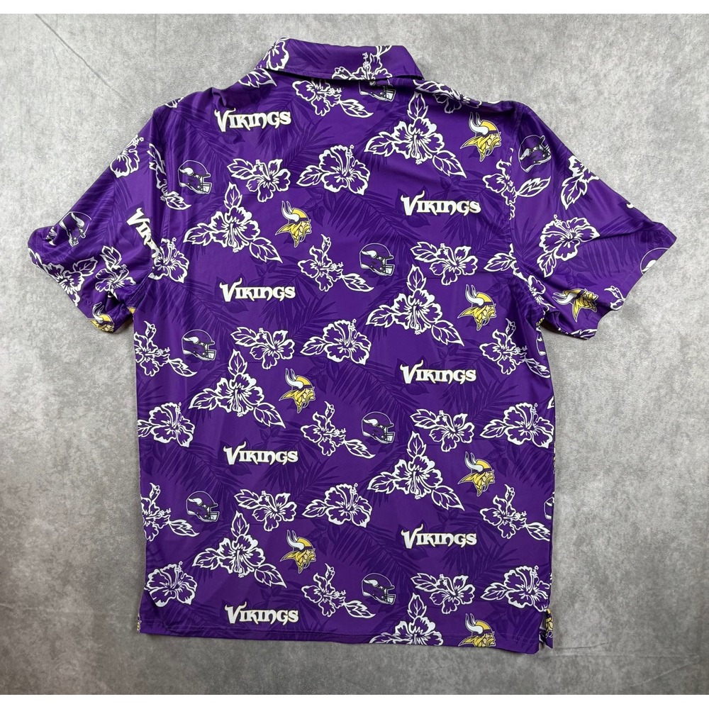 Reyn Spooner Minnesota Vikings Mens Large Polo Shirt Purple Pua Performance NFL - Picture 2 of 9